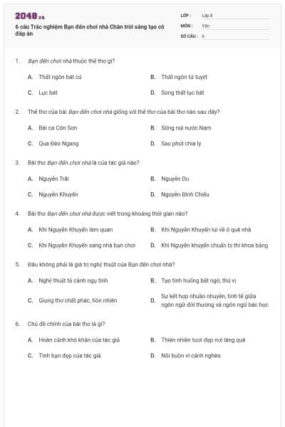 6 câu Trắc nghiệm Bạn đến chơi nhà Chân trời sáng tạo có đáp án