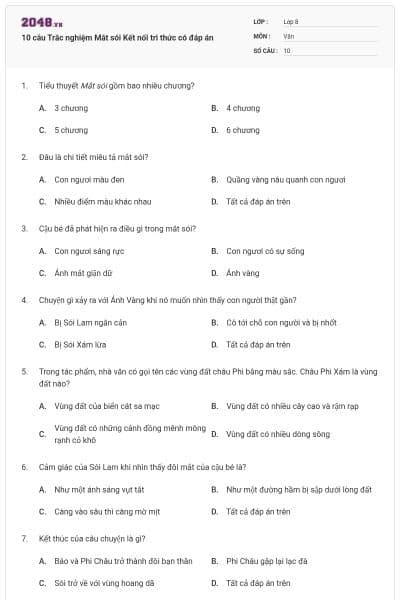 10 câu Trắc nghiệm Mắt sói Kết nối tri thức có đáp án