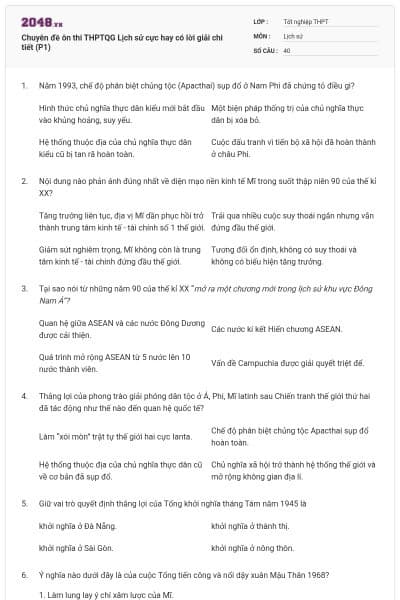 Chuyên đề ôn thi THPTQG Lịch sử cực hay có lời giải chi tiết (P1)