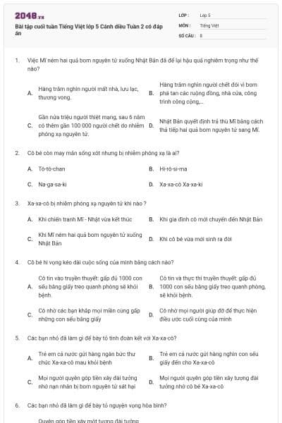 Bài tập cuối tuần Tiếng Việt lớp 5 Cánh diều Tuần 2 có đáp án