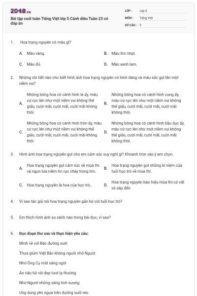 Bài tập cuối tuần Tiếng Việt lớp 5 Cánh diều Tuần 23 có đáp án