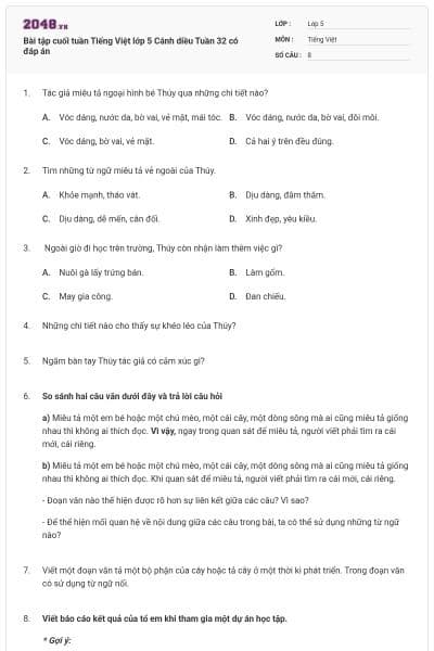 Bài tập cuối tuần Tiếng Việt lớp 5 Cánh diều Tuần 32 có đáp án