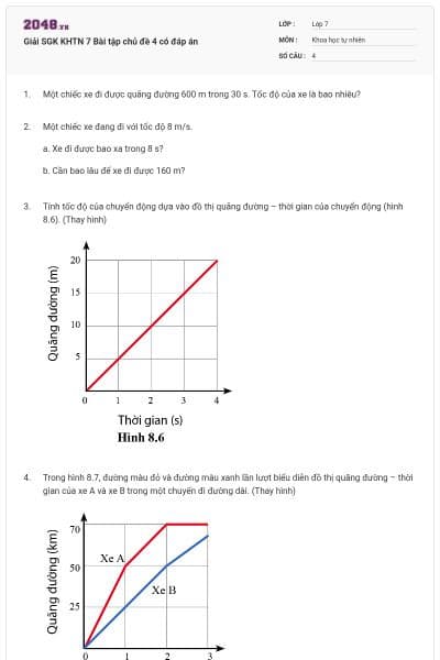 Giải SGK KHTN 7 Bài tập chủ đề 4 có đáp án