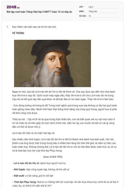 Bài tập cuối tuần Tiếng Việt lớp 5 KNTT Tuần 15 có đáp án