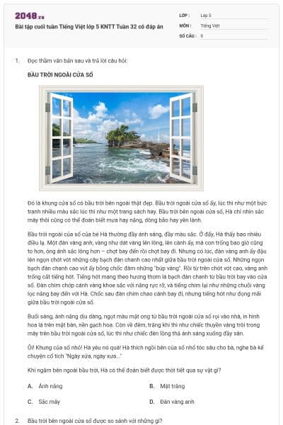 Bài tập cuối tuần Tiếng Việt lớp 5 KNTT Tuần 32 có đáp án