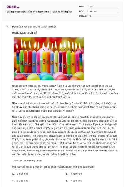 Bài tập cuối tuần Tiếng Việt lớp 5 KNTT Tuần 35 có đáp án