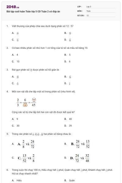 Bài tập cuối tuần Toán lớp 5 CD Tuần 2 có đáp án