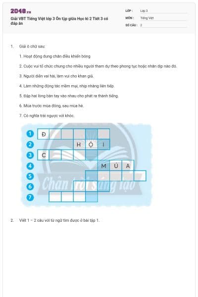 Giải VBT Tiếng Việt lớp 3 Ôn tập giữa Học kì 2 Tiết 3 có đáp án