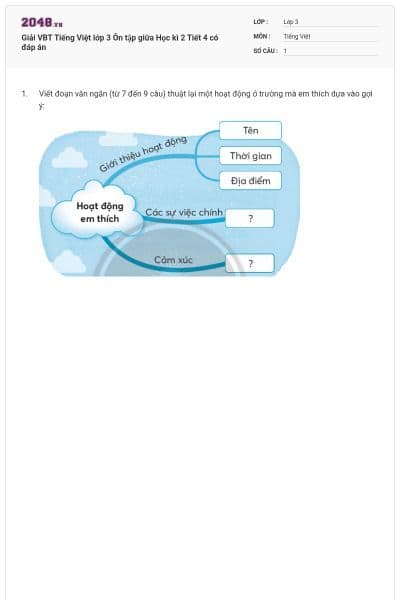 Giải VBT Tiếng Việt lớp 3 Ôn tập giữa Học kì 2 Tiết 4 có đáp án