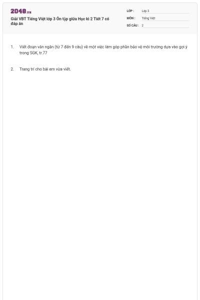 Giải VBT Tiếng Việt lớp 3 Ôn tập giữa Học kì 2 Tiết 7 có đáp án