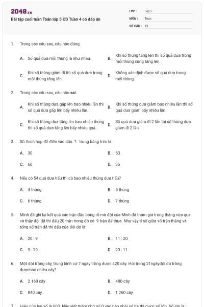 Bài tập cuối tuần Toán lớp 5 CD Tuần 4 có đáp án