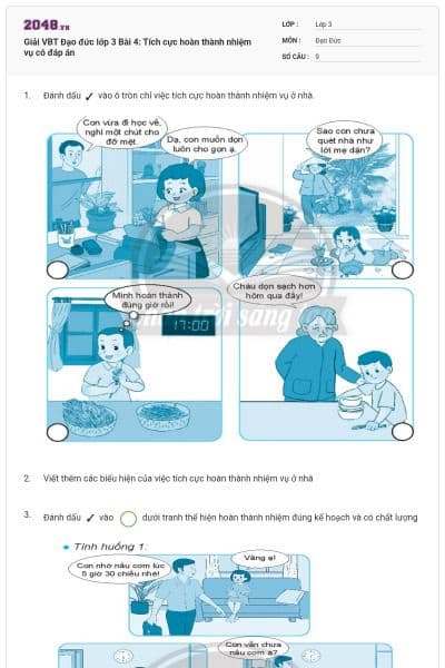 Giải VBT Đạo đức lớp 3 Bài 4: Tích cực hoàn thành nhiệm vụ có đáp án