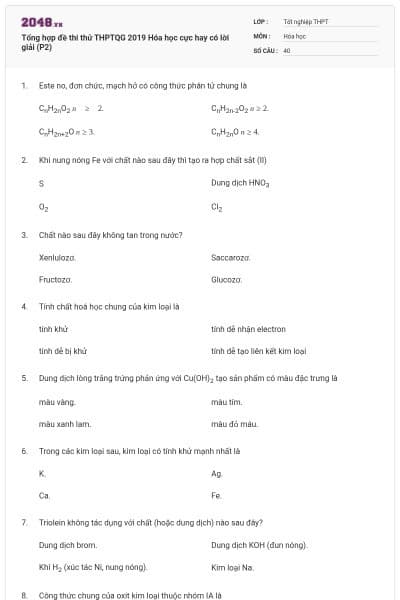 Tổng hợp đề thi thử THPTQG 2019 Hóa học cực hay có lời giải (P2)