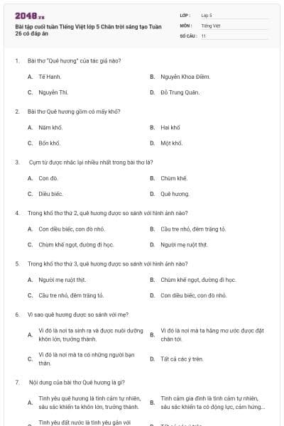 Bài tập cuối tuần Tiếng Việt lớp 5 Chân trời sáng tạo Tuần 26 có đáp án