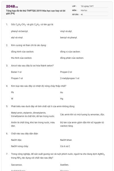 Tổng hợp đề thi thử THPTQG 2019 Hóa học cực hay có lời giải (P4)