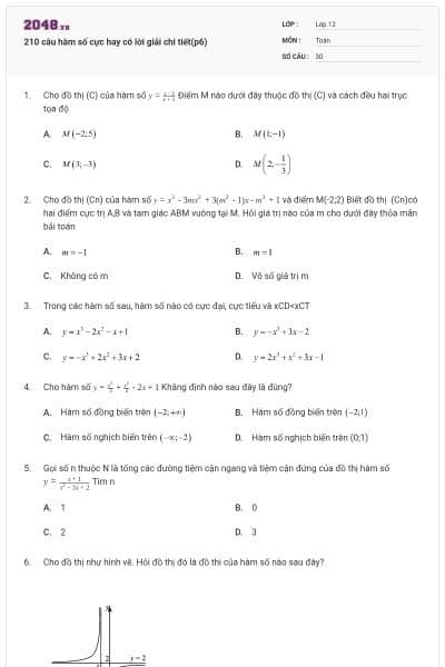 210 câu hàm số cực hay có lời giải chi tiết(p6)