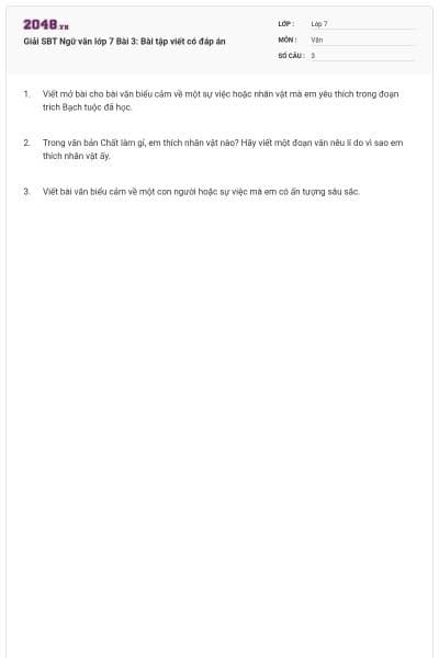 Giải SBT Ngữ văn lớp 7 Bài 3: Bài tập viết có đáp án