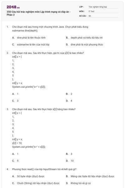 350 Câu hỏi trắc nghiệm môn Lập trình mạng có đáp án - Phần 3