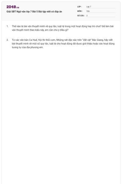 Giải SBT Ngữ văn lớp 7 Bài 5 Bài tập viết có đáp án