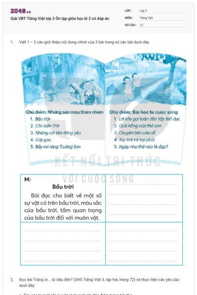 Giải VBT Tiếng Việt lớp 3 Ôn tập giữa học kì 2 có đáp án