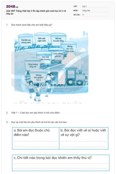 Giải VBT Tiếng Việt lớp 3 Ôn tập đánh giá cuối học kì 2 có đáp án