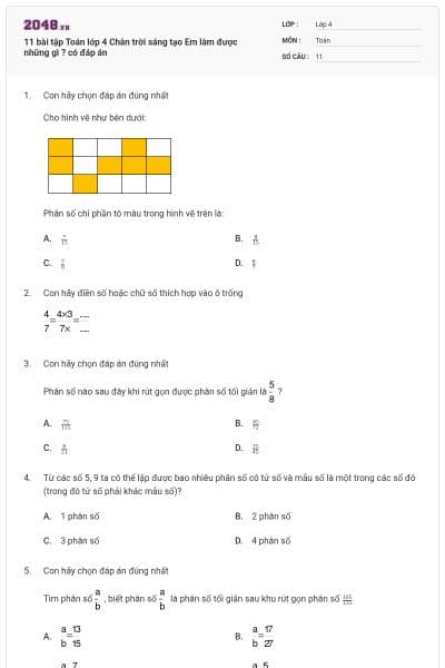 11 bài tập Toán lớp 4 Chân trời sáng tạo Em làm được những gì ? có đáp án