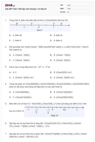 Giải SBT Toán 7 Bài tập cuối chương 1 có đáp án