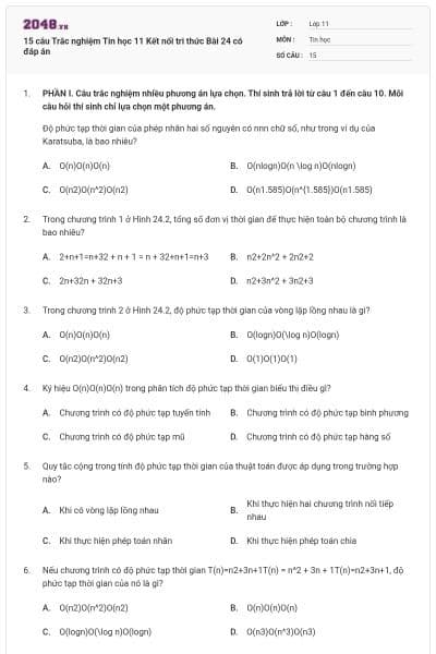 15 câu Trắc nghiệm Tin học 11 Kết nối tri thức Bài 24 có đáp án