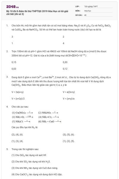 Bộ 10 đề 8 điểm thi thử THPTQG 2019 Hóa Học có lời giải chi tiết (đề số 3)