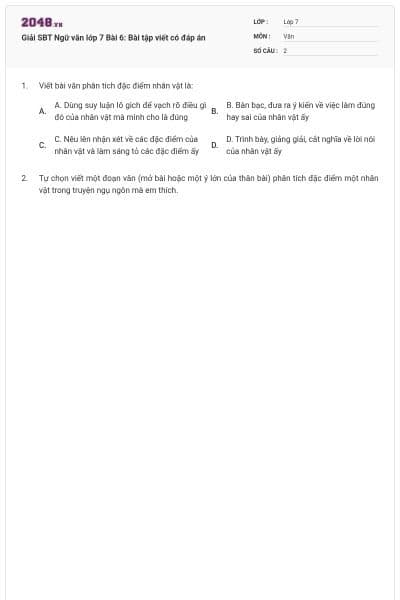 Giải SBT Ngữ văn lớp 7 Bài 6: Bài tập viết có đáp án