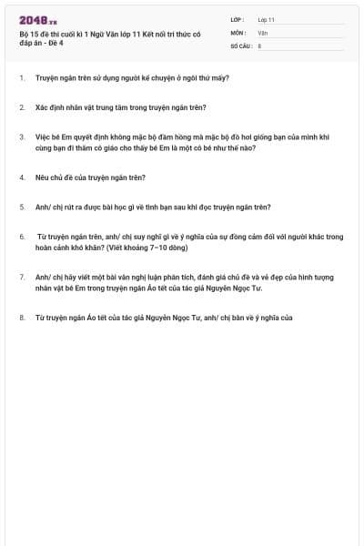 Bộ 15 đề thi cuối kì 1 Ngữ Văn lớp 11 Kết nối tri thức có đáp án - Đề 4