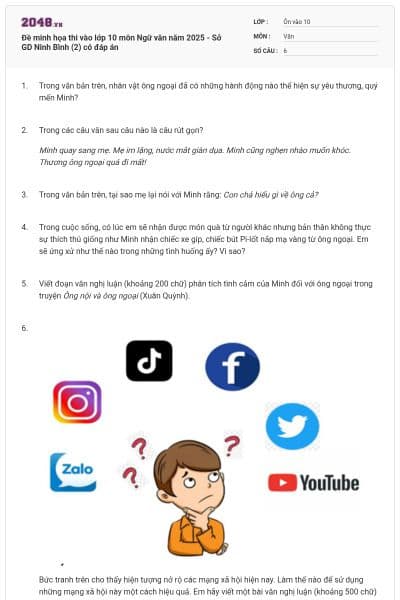 Đề minh họa thi vào lớp 10 môn Ngữ văn năm 2025 - Sở GD Ninh Bình (2) có đáp án