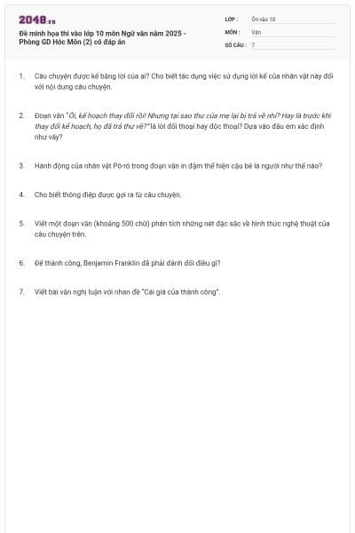 Đề minh họa thi vào lớp 10 môn Ngữ văn năm 2025 - Phòng GD Hóc Môn (2) có đáp án