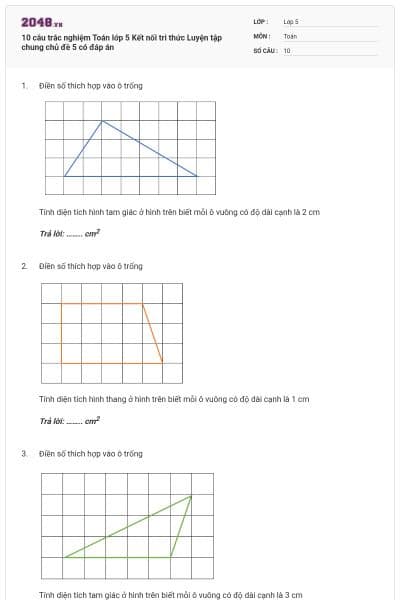 10 câu trắc nghiệm Toán lớp 5 Kết nối tri thức Luyện tập chung chủ đề 5 có đáp án