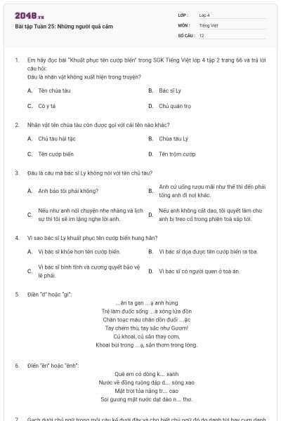 Bài tập Tuần 25: Những người quả cảm