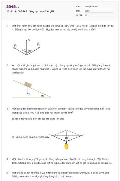 13 bài tập Chủ đề 2. Động lực học có lời giải