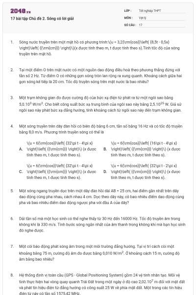 17 bài tập Chủ đề 2. Sóng có lời giải