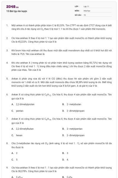 15 Bài tập rèn luyện