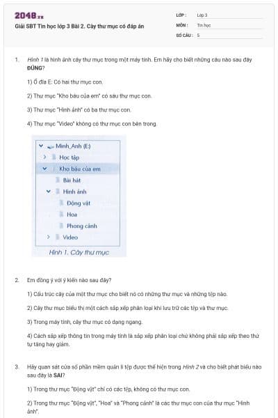 Giải SBT Tin học lớp 3 Bài 2. Cây thư mục có đáp án
