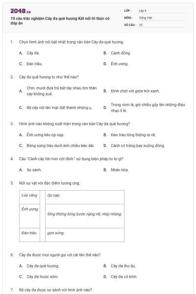 10 câu trắc nghiệm Cây đa quê hương Kết nối tri thức có đáp án