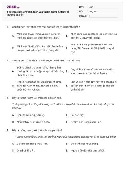 4 câu trắc nghiệm Viết đoạn văn tưởng tượng Kết nối tri thức có đáp án