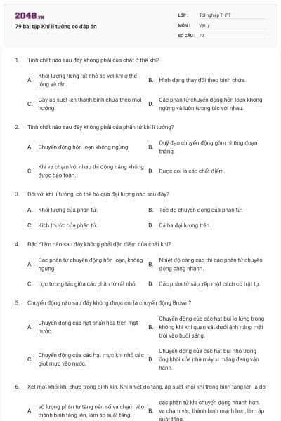 79 bài tập Khí lí tưởng có đáp án