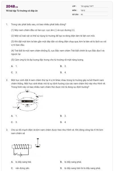 90 bài tập Từ trường có đáp án
