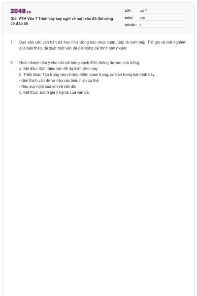 Giải VTH Văn 7 Trình bày suy nghĩ về một vấn đề đời sống có đáp án