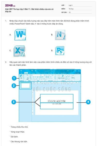 Giải VBT Tin học lớp 3 Bài 11. Bài trình chiếu của em có đáp án