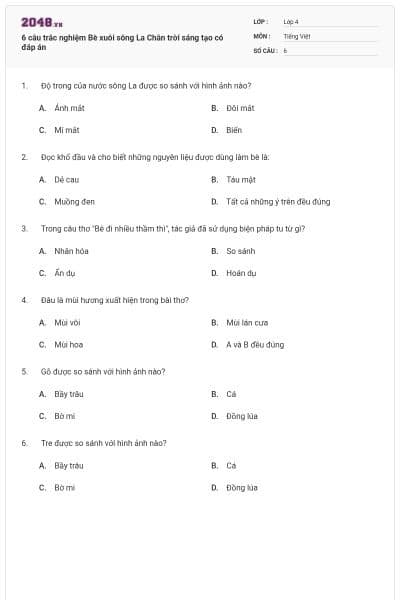 6 câu trắc nghiệm Bè xuôi sông La Chân trời sáng tạo có đáp án