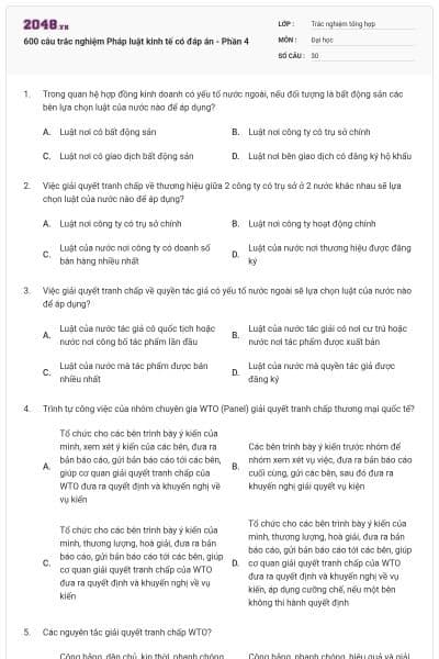 600 câu trắc nghiệm Pháp luật kinh tế có đáp án - Phần 4