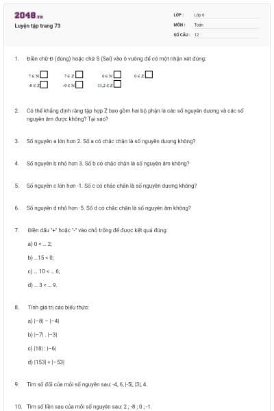 Luyện tập trang 73