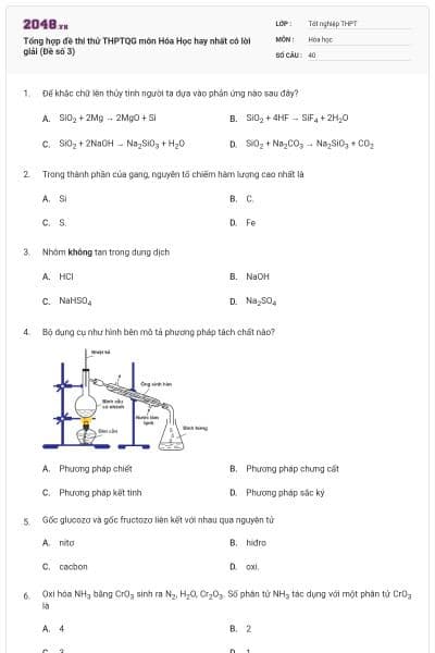Tổng hợp đề thi thử THPTQG môn Hóa Học hay nhất có lời giải (Đề số 3)