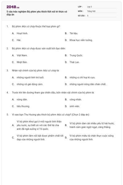 5 câu trắc nghiệm Bộ phim yêu thích Kết nối tri thức có đáp án
